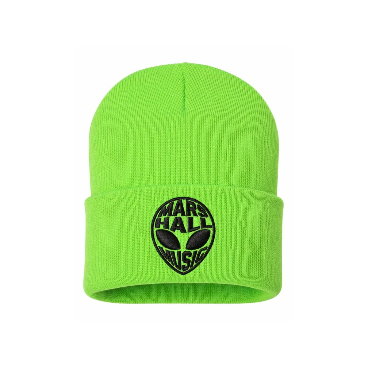 Mars Hall Embroidered Neon Green Beanie