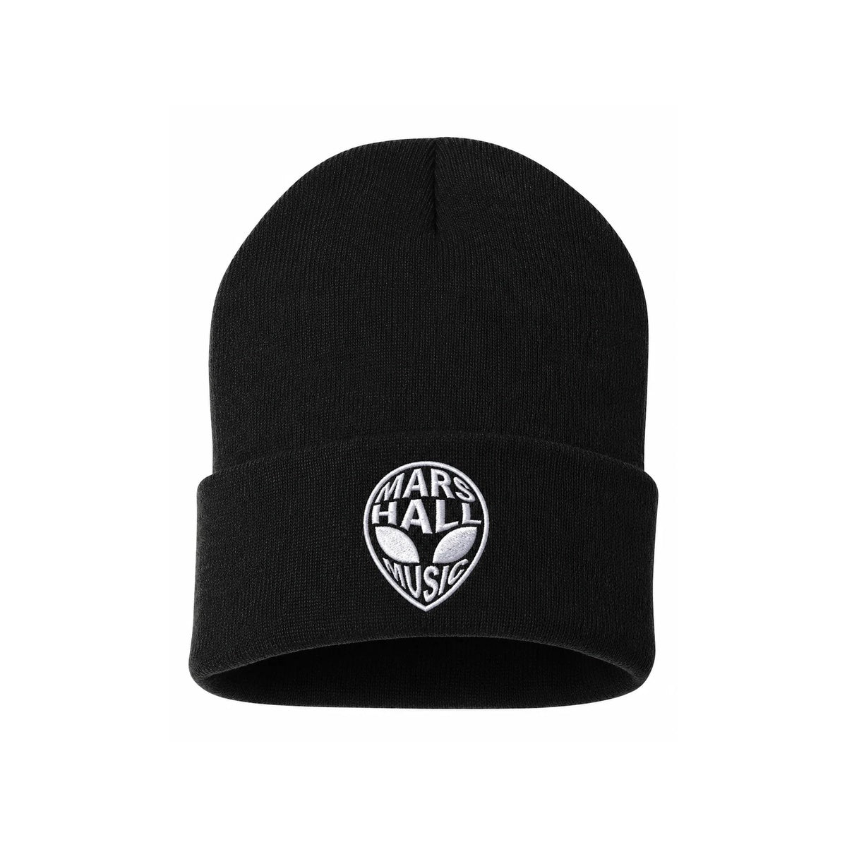 Mars Hall Embroidered Black Beanie